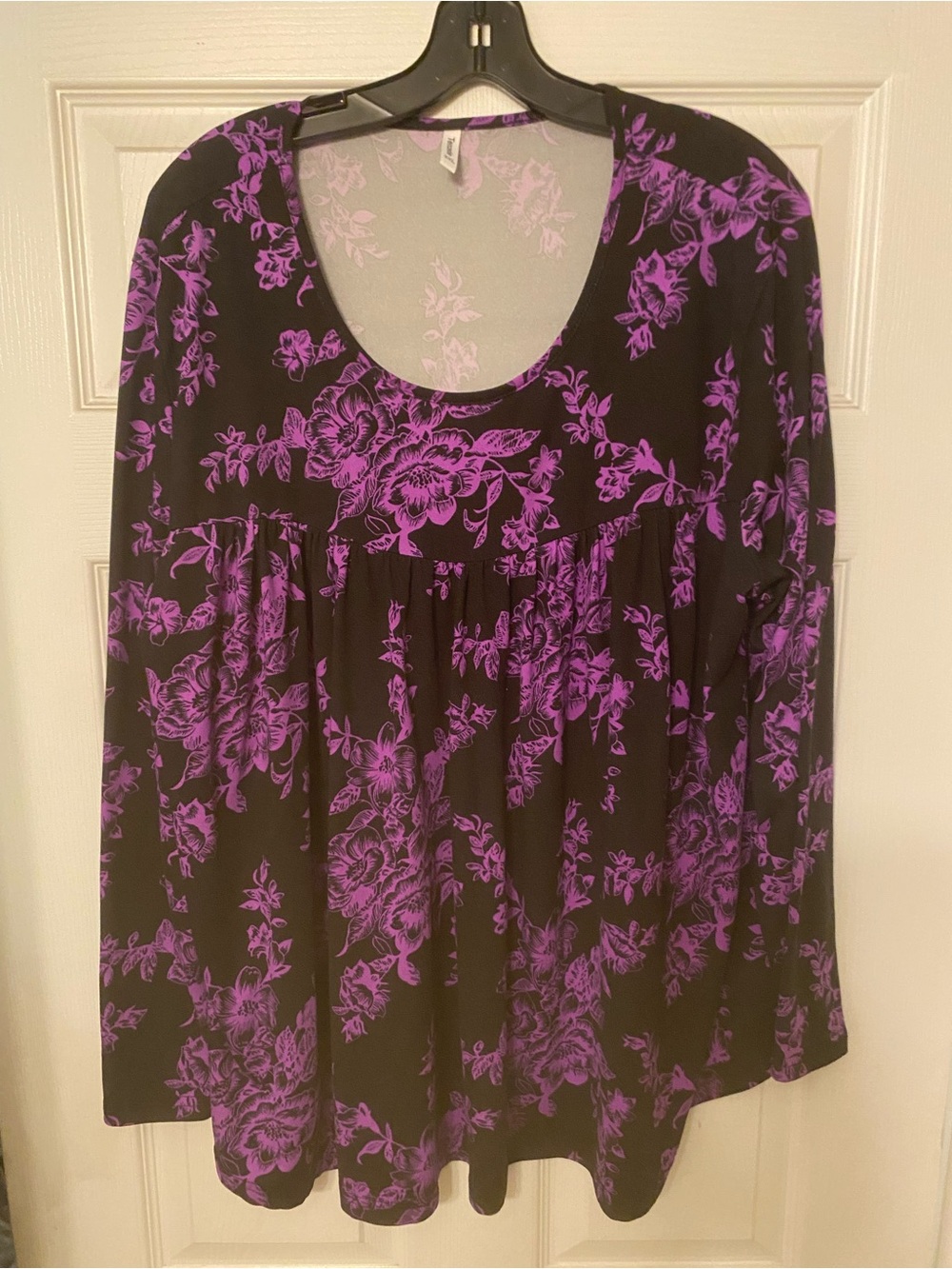 Purple Floral Scoop Neck Tunic Top for Women